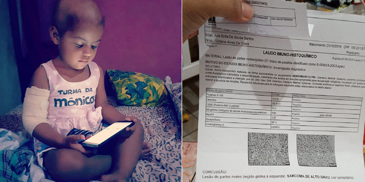 Ana Sofia foi diagnosticada com câncer e precisa de ajuda